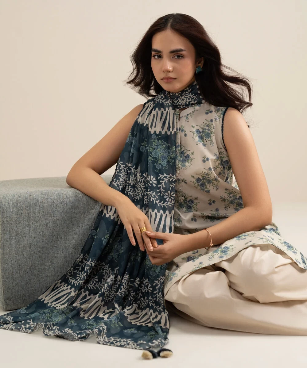 3 Piece - Printed Lawn Suit - 0U3PDDS26V69