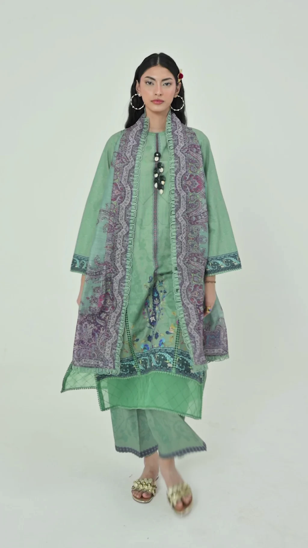 Printed 3 Piece Lawn Suit - H264-003B-3AG