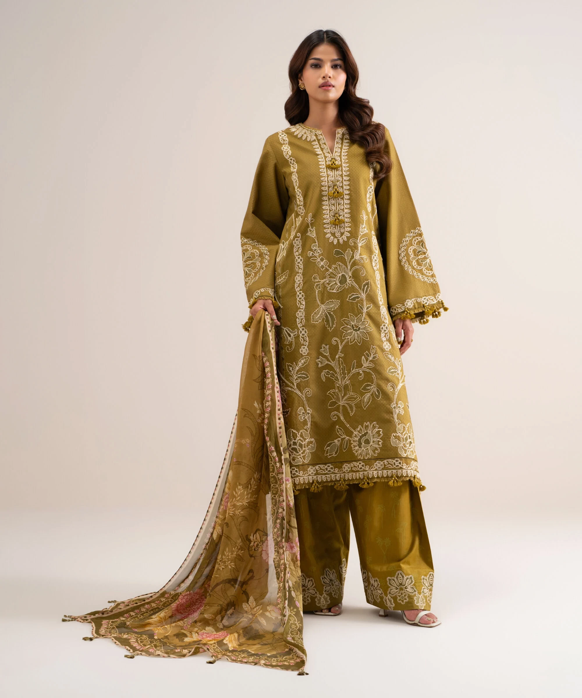 3 Piece - Embroidered Dobby Suit - 3PELXS26V817