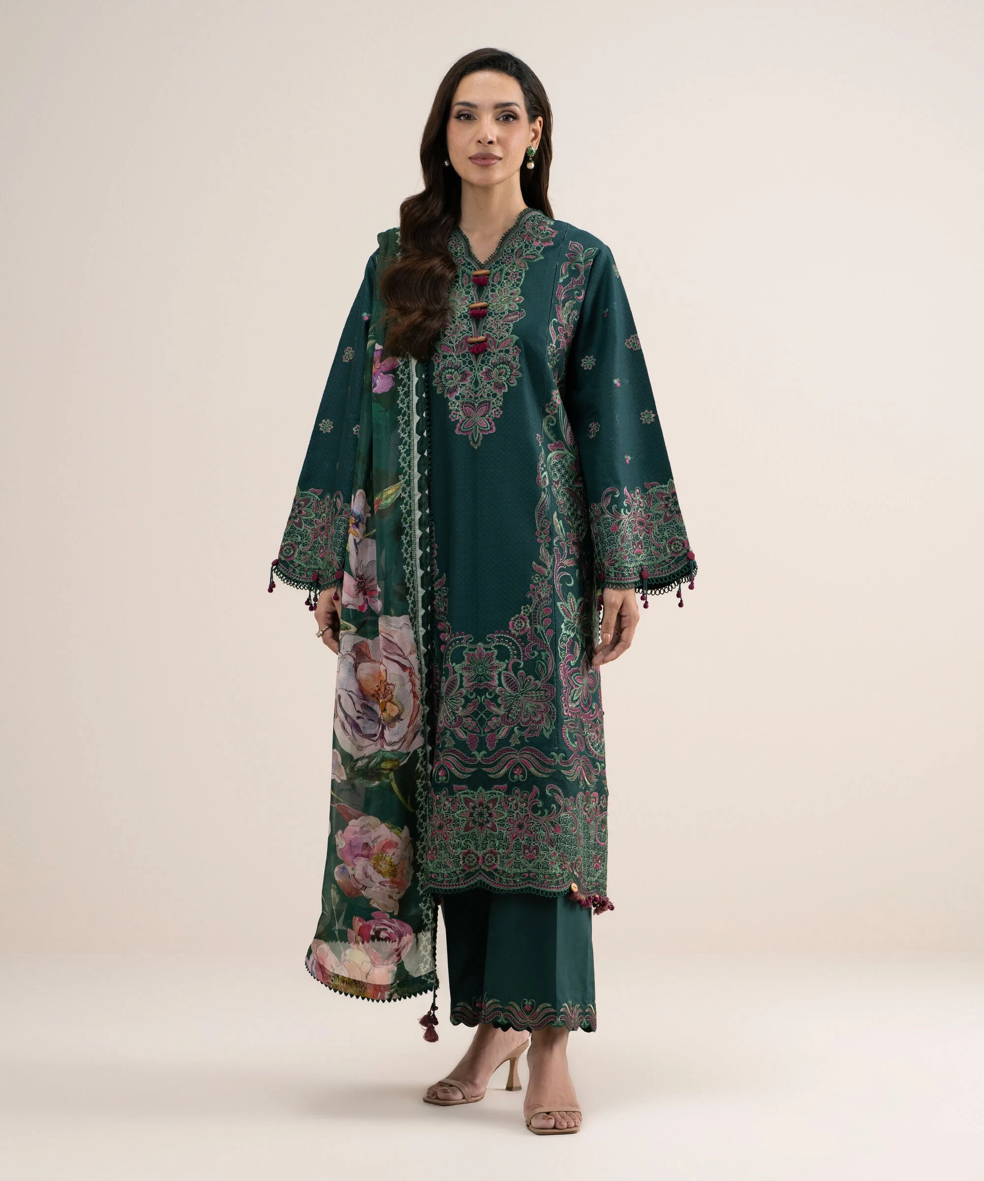 3 Piece - Embroidered Dobby Suit - 3PELXS26V824