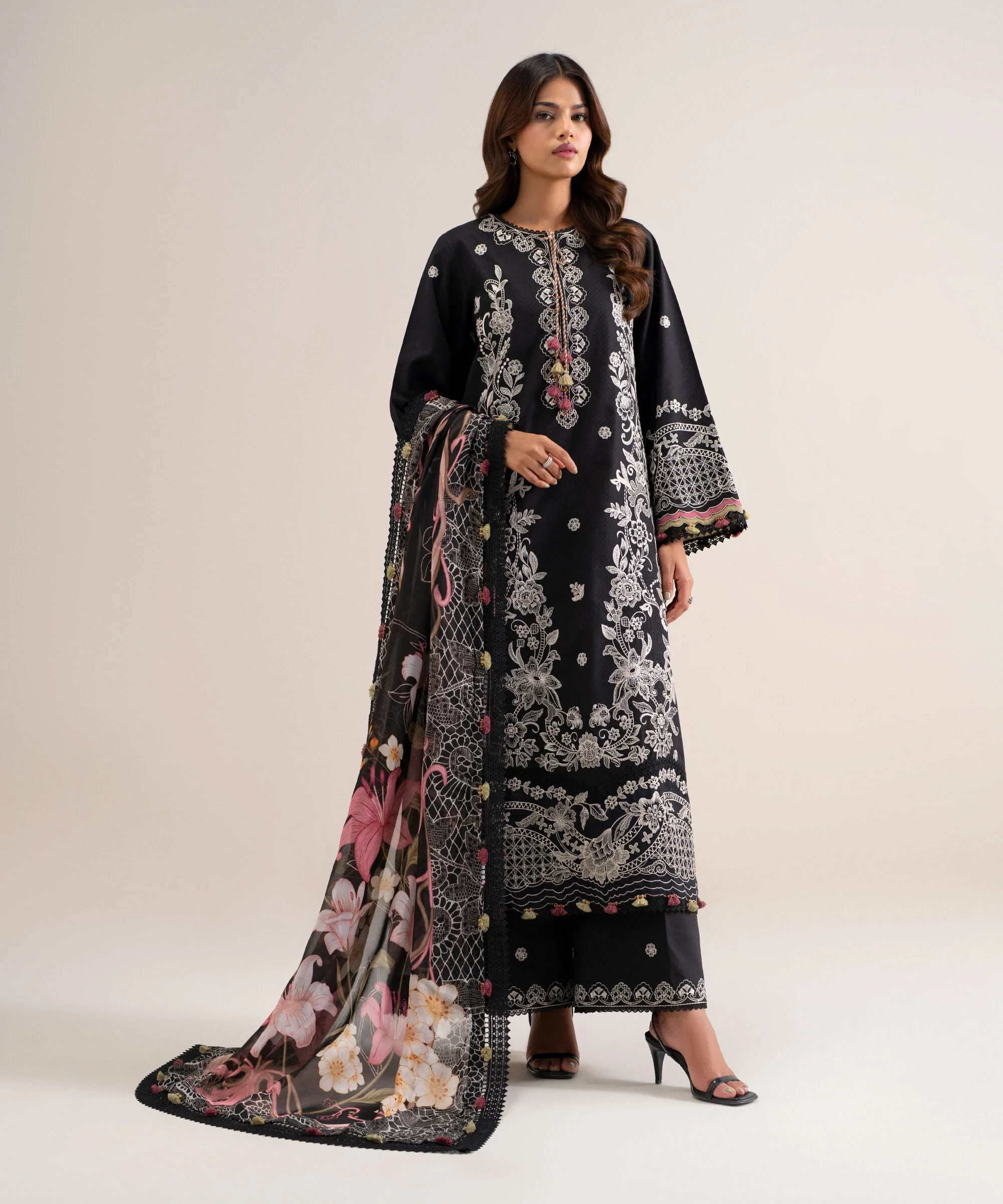 3 Piece - Embroidered Dobby Suit - 3PELXS26V823