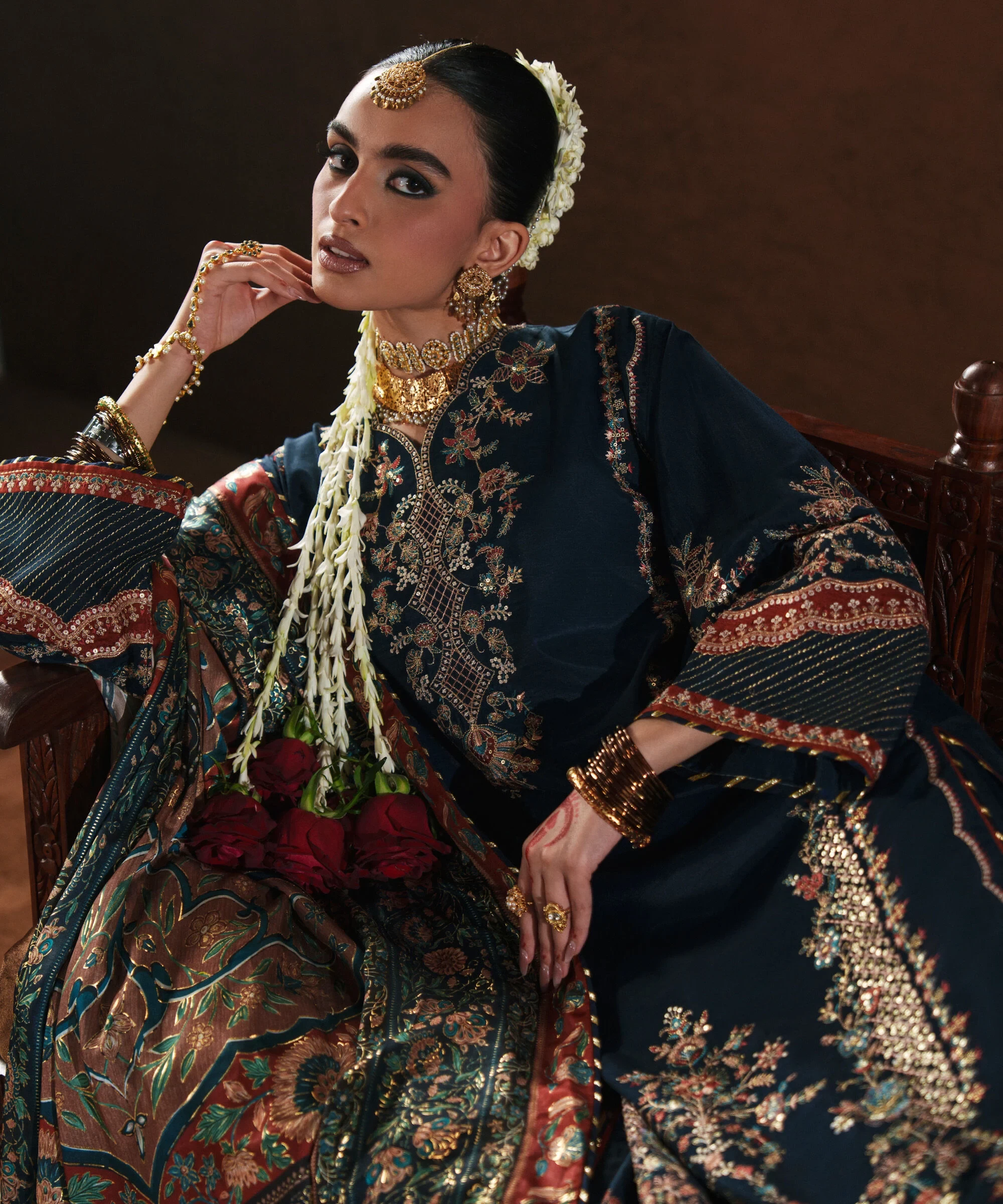 3 Piece - Embroidered Raw Silk Suit - 3PELXS26V733
