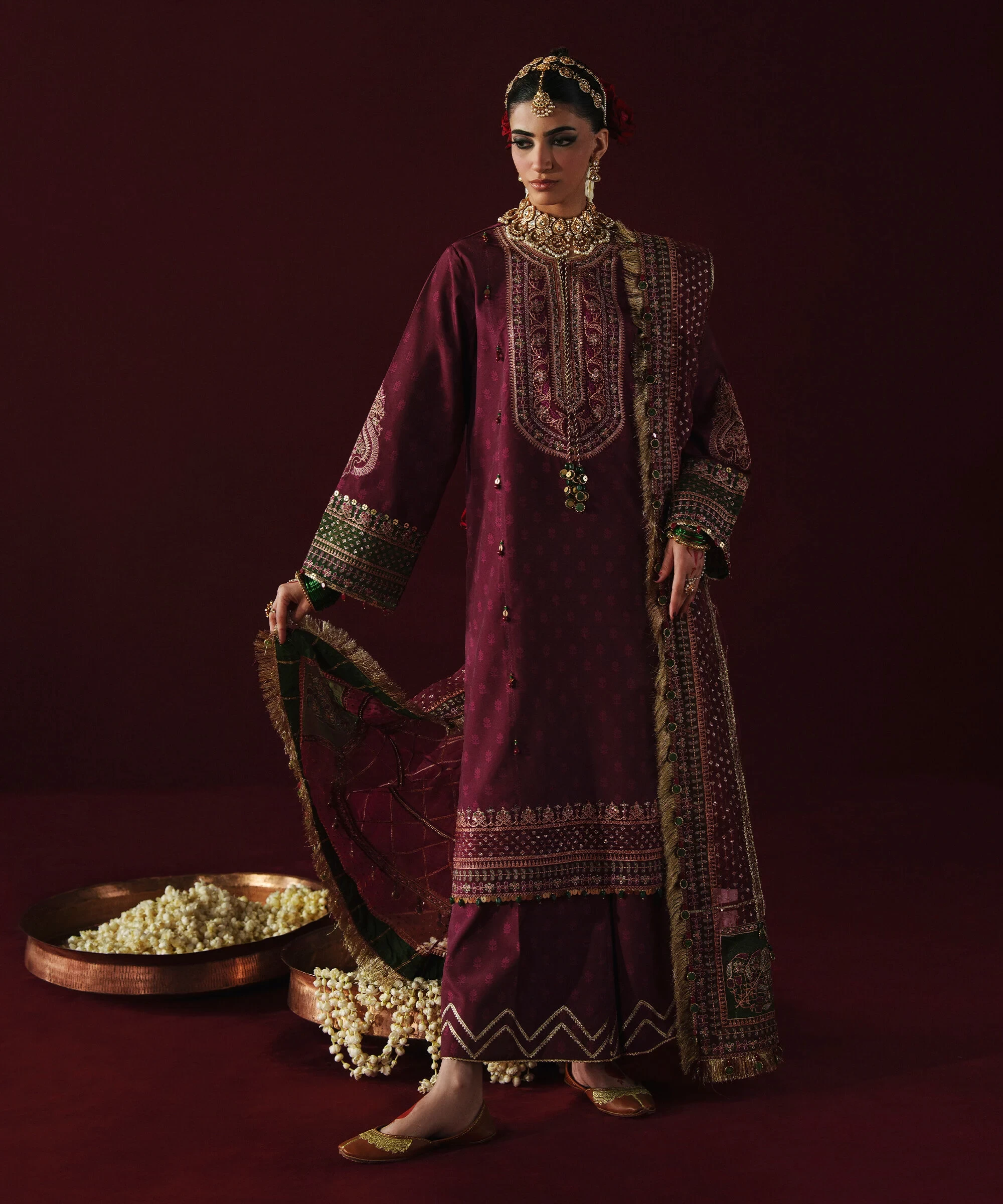 3 Piece - Embroidered Silk Suit - 3PELXS26V835