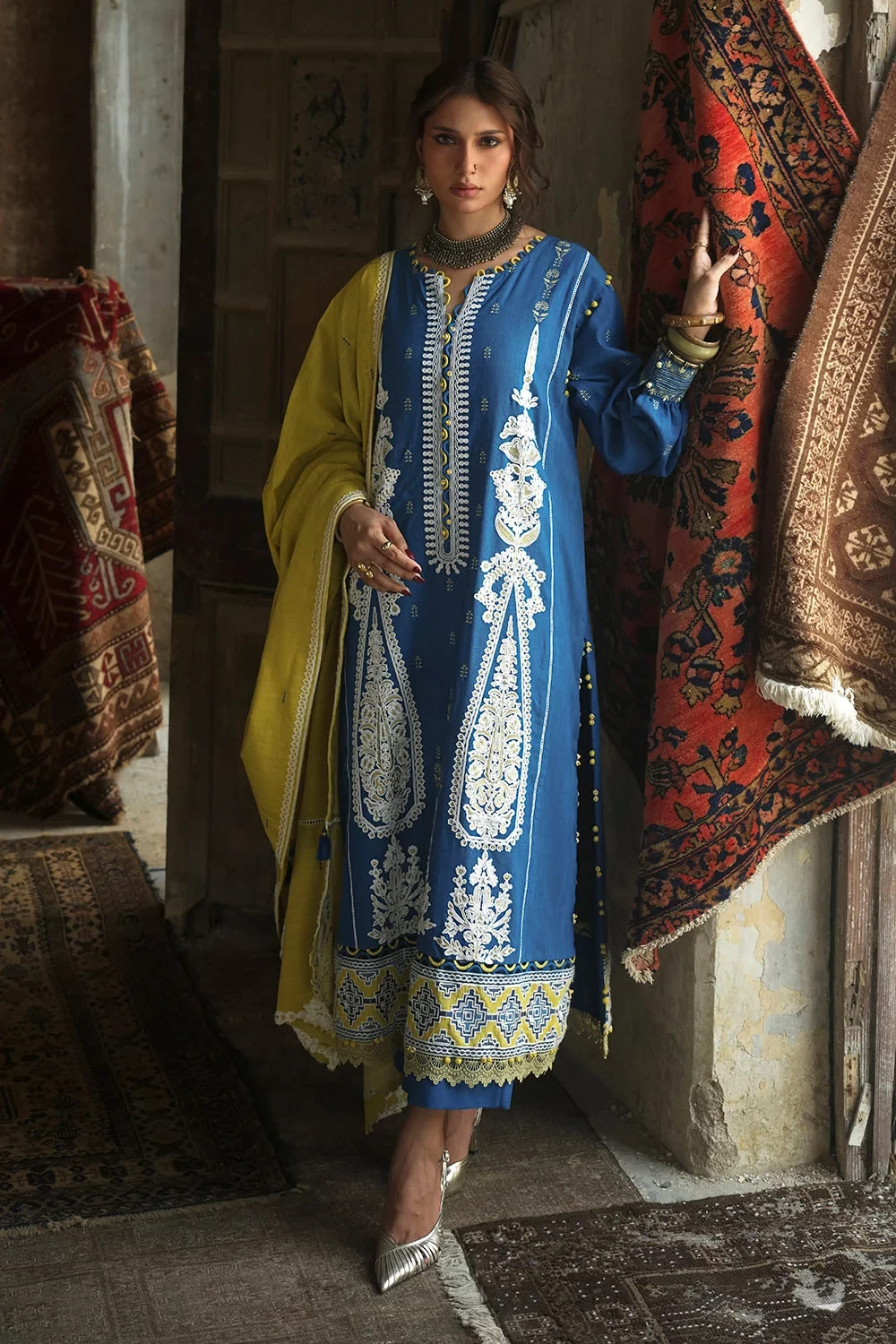 3 Piece Embroidered Khaddar Suit with Embroidered Khaddar Dupatta - W-FB-CW-26-4