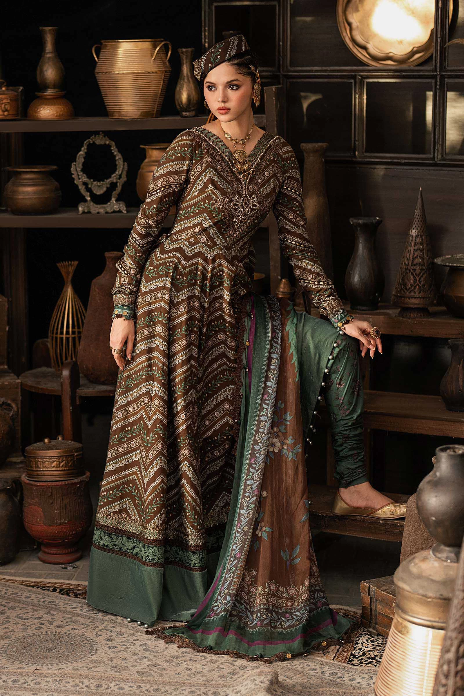 3 Piece Embroidered Cambric Suit - MPT-3107-A