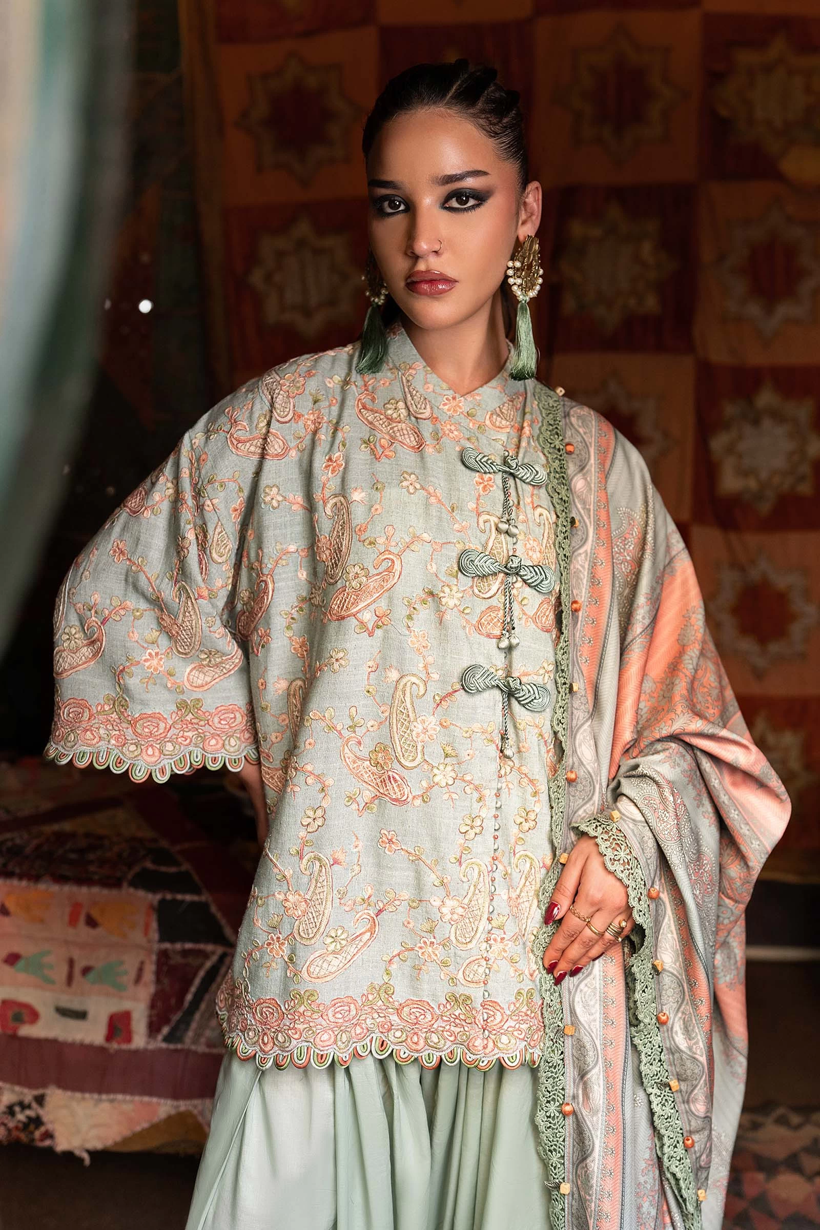 3 Piece Embroidered Irish Linen Suit - MPT-3108-B