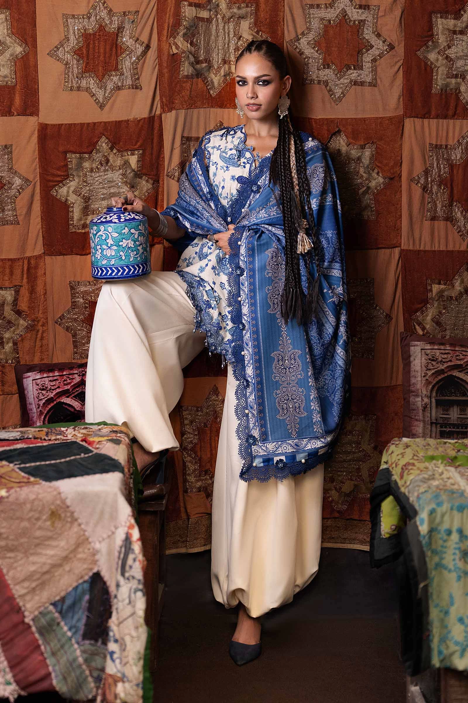 3 Piece Embroidered Irish Linen Suit - MPT-3108-A