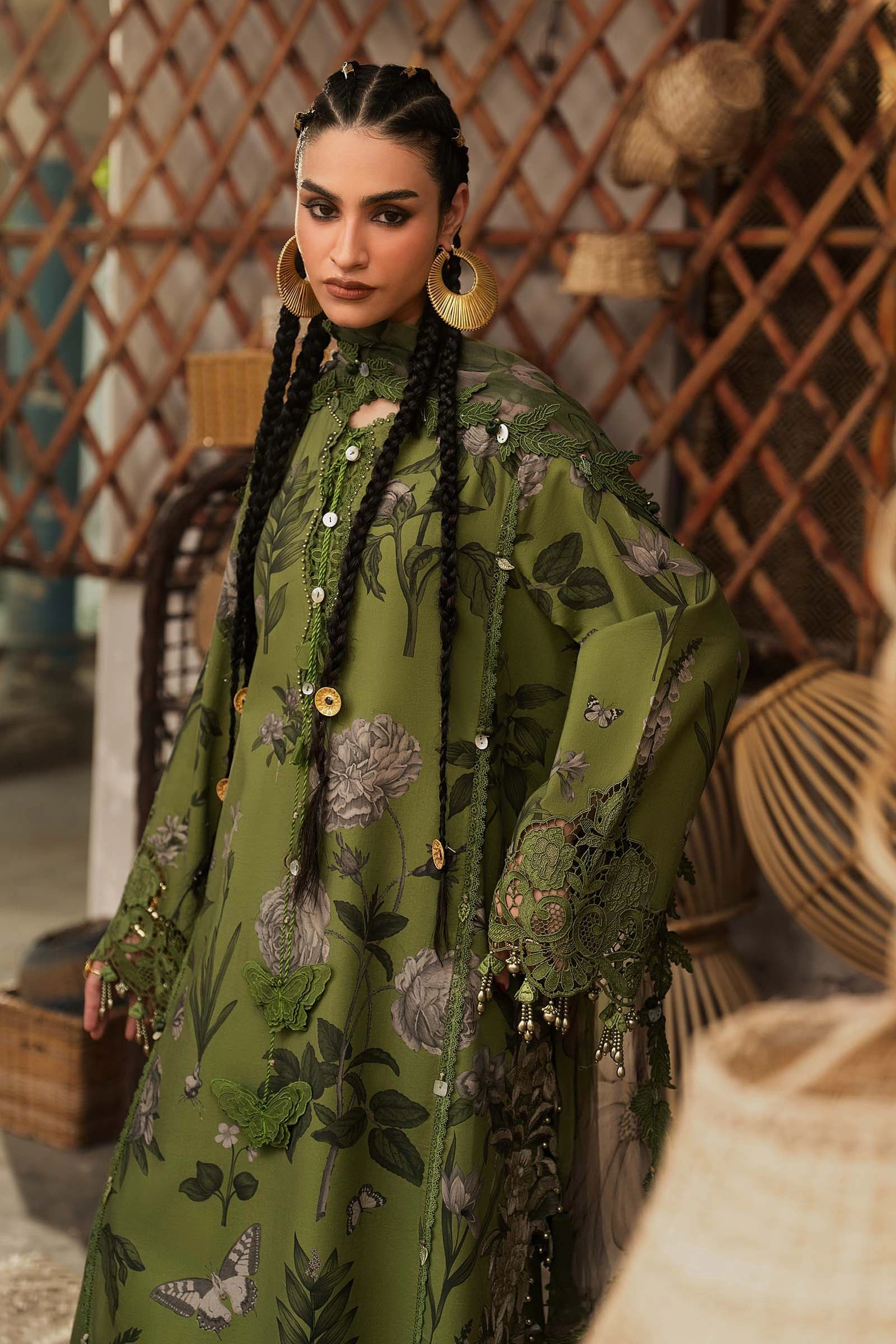 3 Piece Embroidered Cambric Suit - MPT-3109-B
