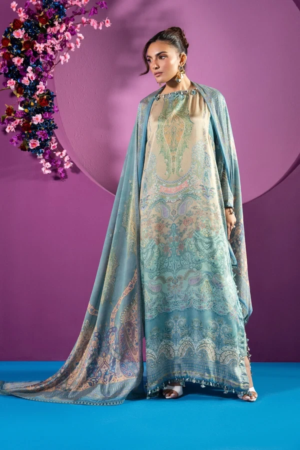RTS | KAFTAN CHAMOIS SILK | PRINTED - CASK-07-3P26-Sage Blue