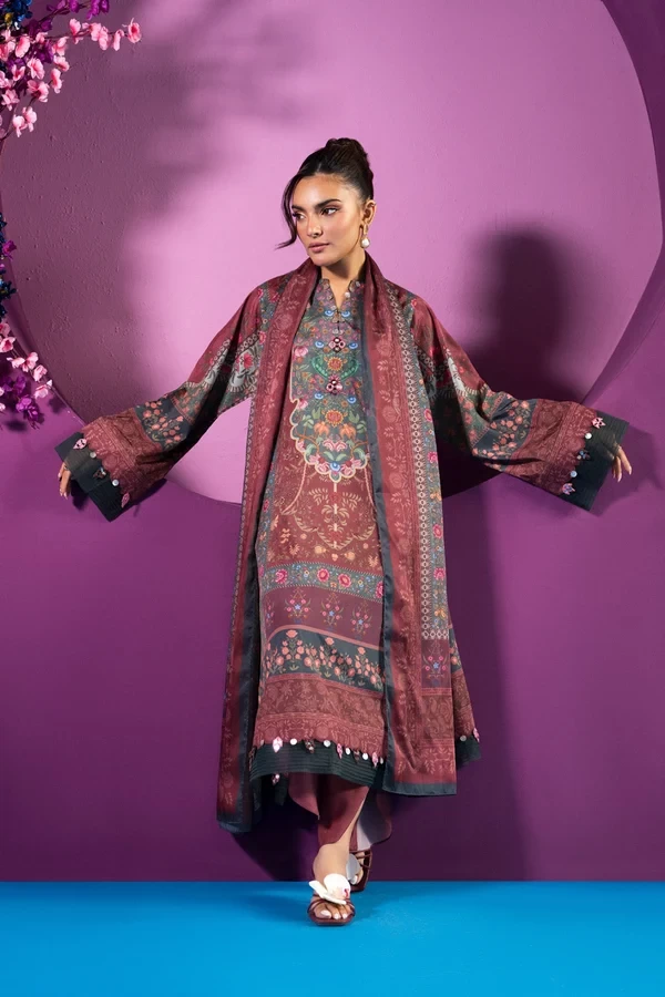 RTS | SHIRT CREPE SILK | PRINTED - CASK-09-3P26-Pale Maroon