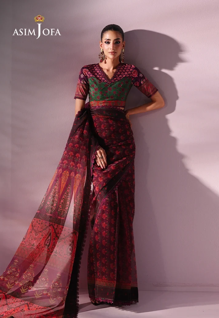 AJUC-10 Printed Organza 2 Pcs