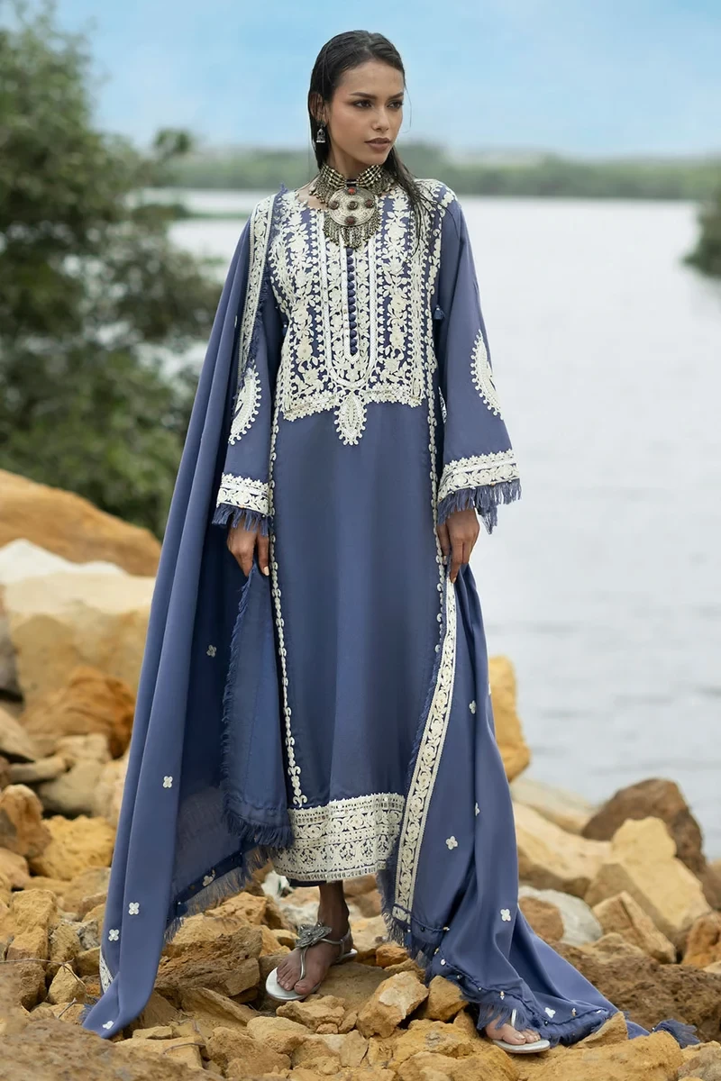 3 Piece Embroidered Pashmina Suit with Embroidered Pashmina Dupatta - W-FB-CW-26