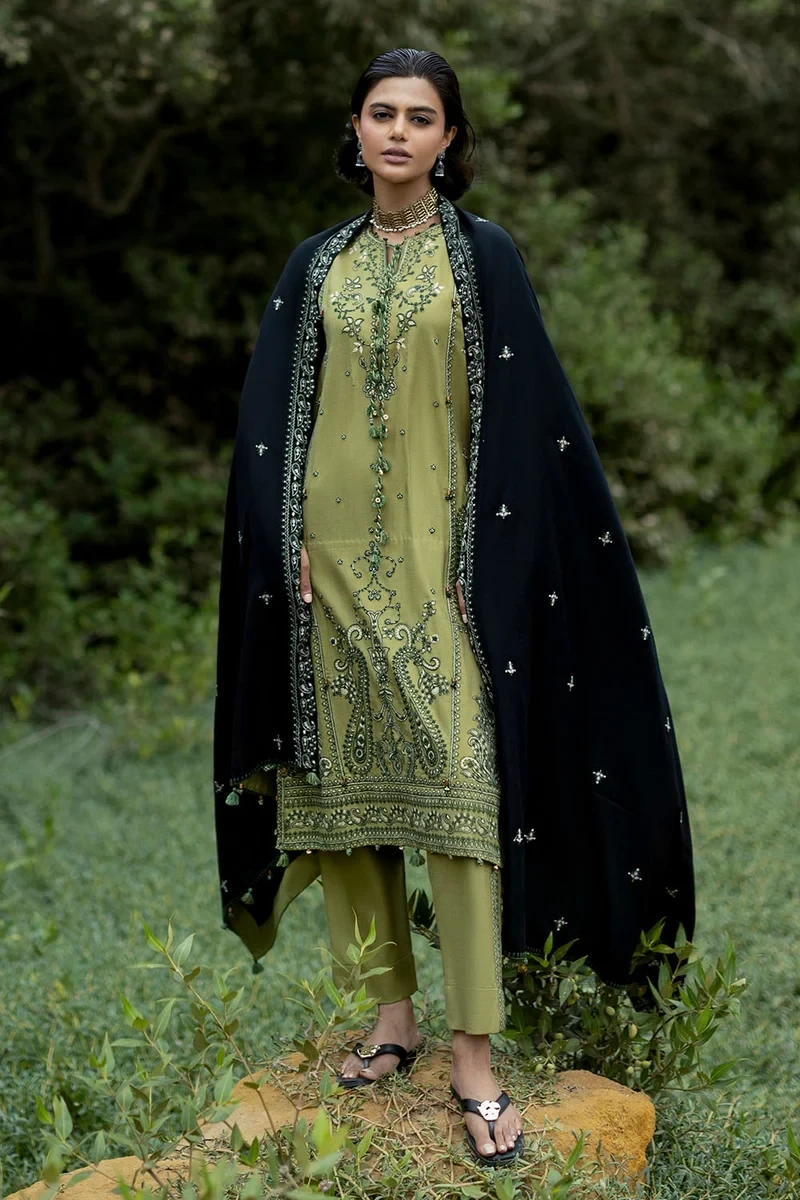 3 Piece Embroidered Pashmina Suit with Embroidered Pashmina Dupatta - W-FB-CW-26