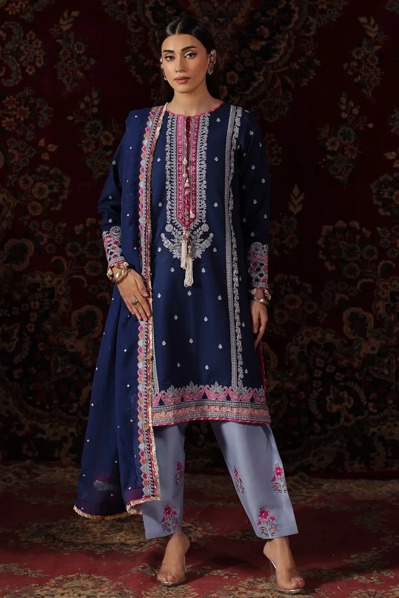 3 Piece Embroidered Crepe Dobby Suit - W-FB-WCH-26-487559