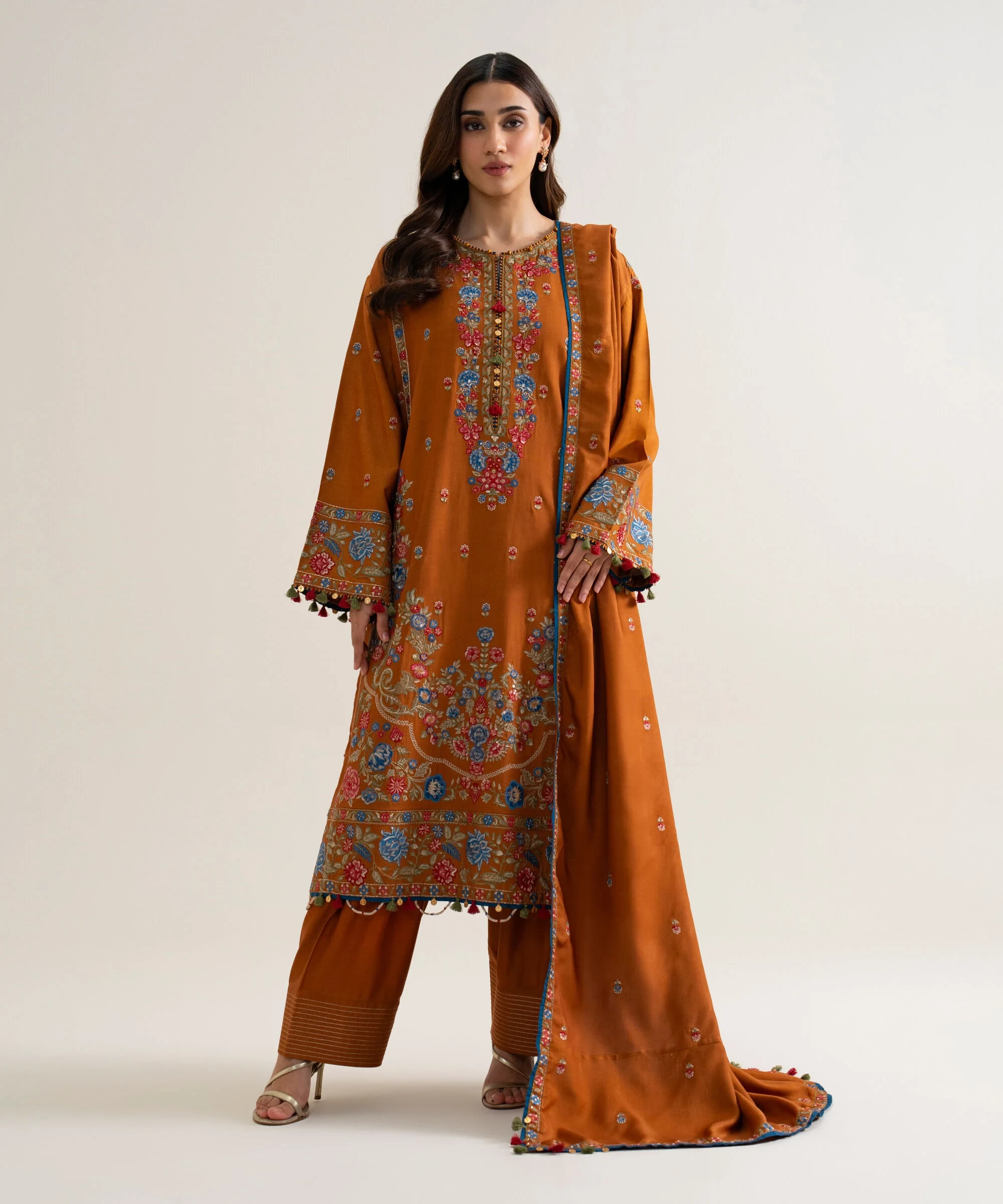 3 PIECE - EMBROIDERED COTTON TWILL SUIT - U3PELX26V943